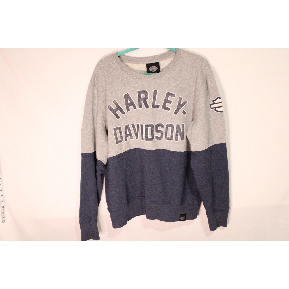 Harley Davidson Museum Pullover Sweatshirt Gray Blue Mens XL Crew Neck